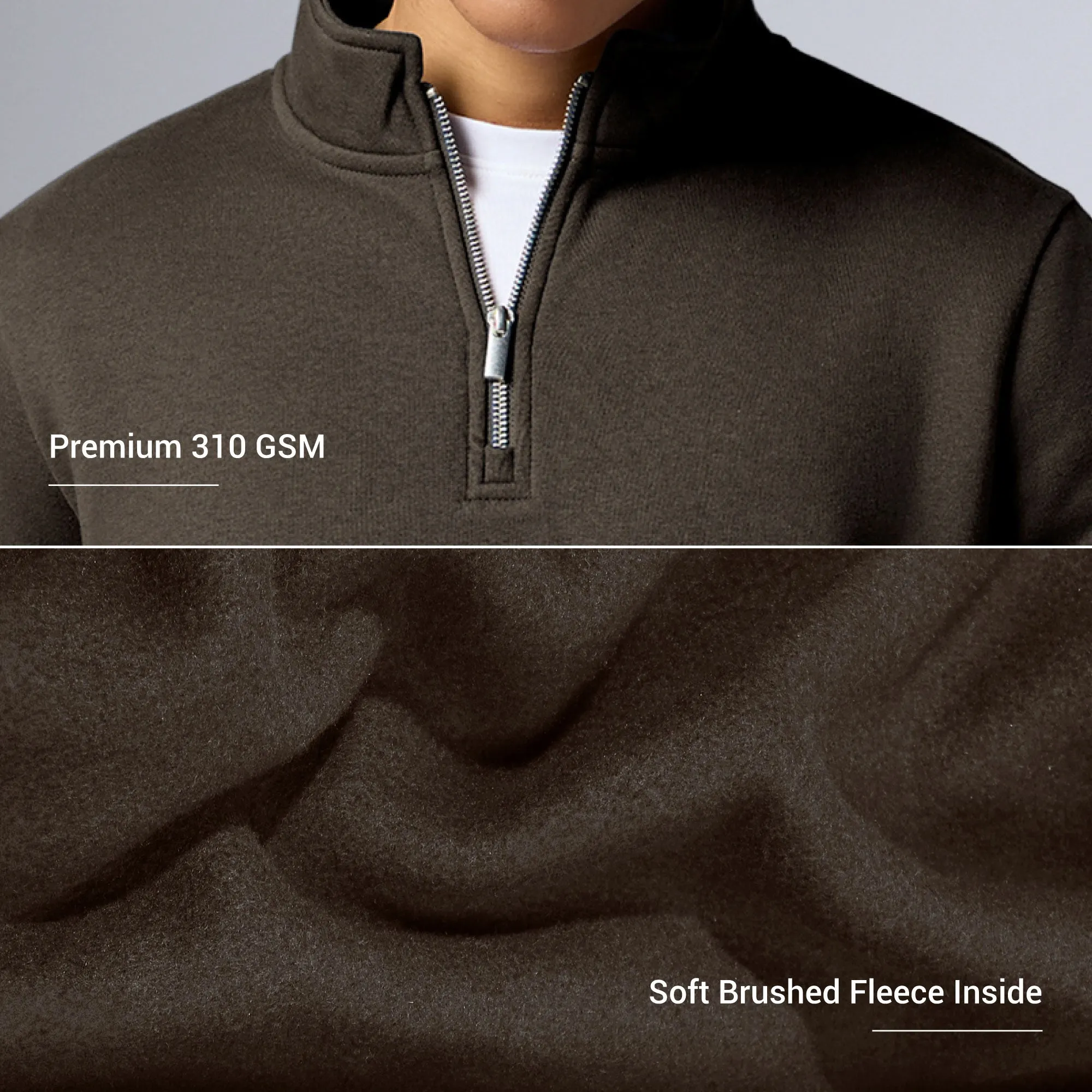 Pulse French Terry Cotton Blend Half Zip Pullover Malt Brown