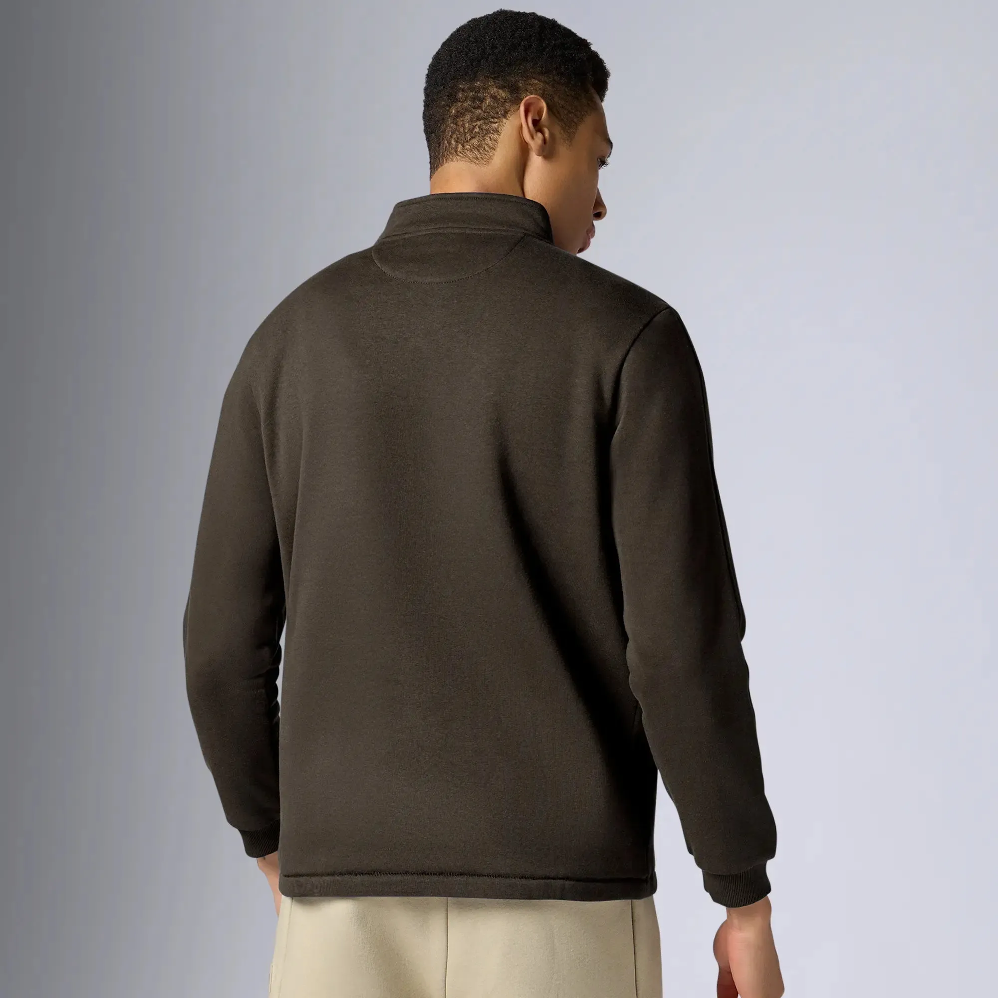 Pulse French Terry Cotton Blend Half Zip Pullover Malt Brown