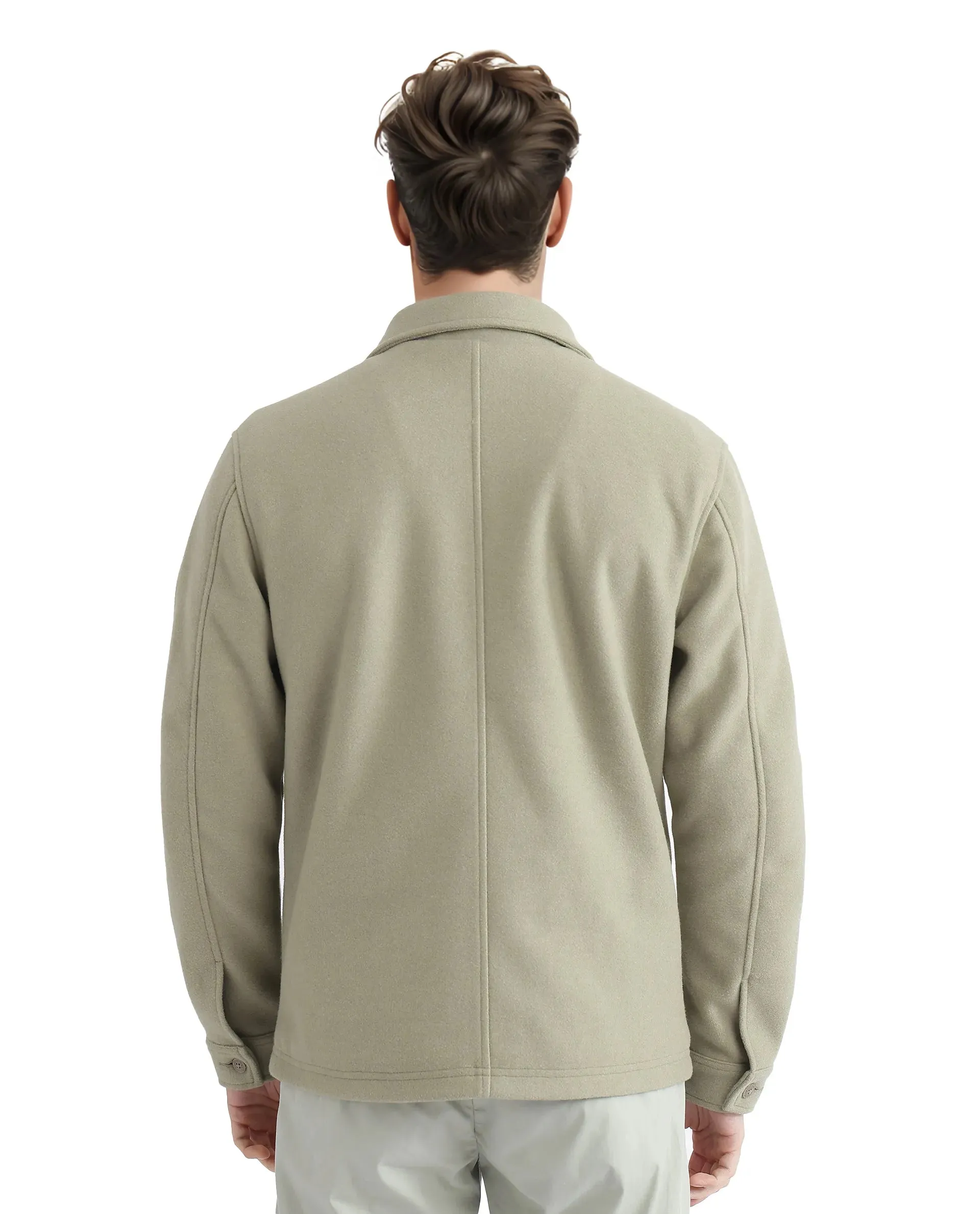 Rare Rabbit Men Tweeder-2 Pastel Green Poly Rayon Fabric Full Sleeve Collared Neck Zipper Closure Relaxed Fit Plain Jacket