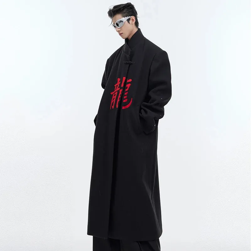 Red Chinese Letter Embroidery Coat