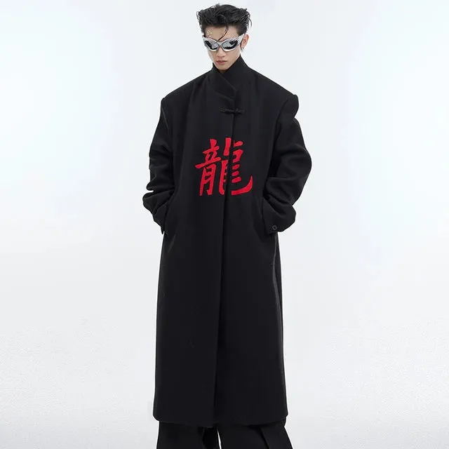 Red Chinese Letter Embroidery Coat