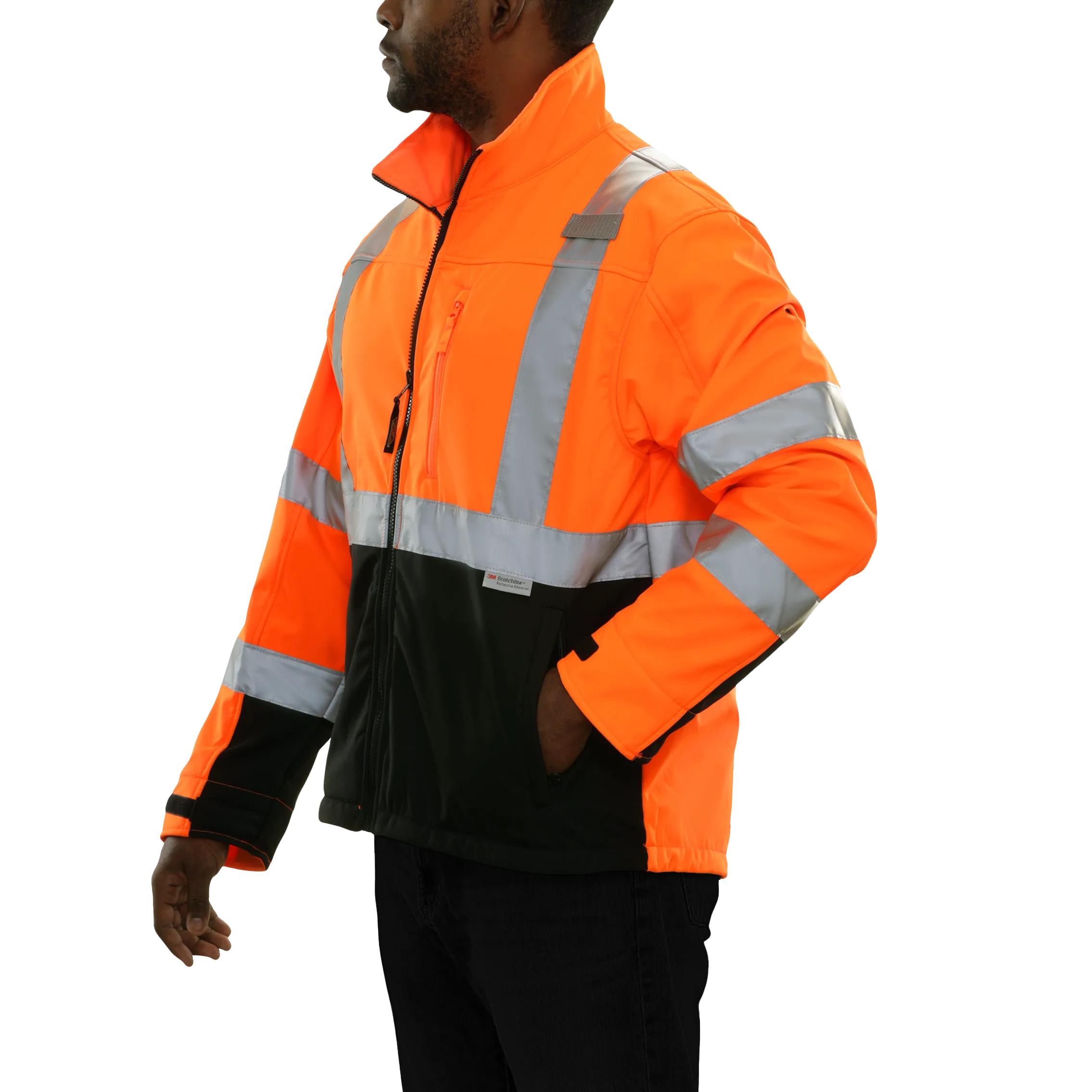 Safety Jacket Hi Vis Soft Shell Water Resistant X-Back Orange