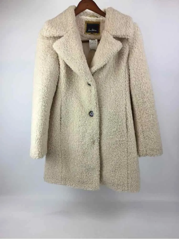 Sam Edelman Size S Cream Faux Fur button front Coat