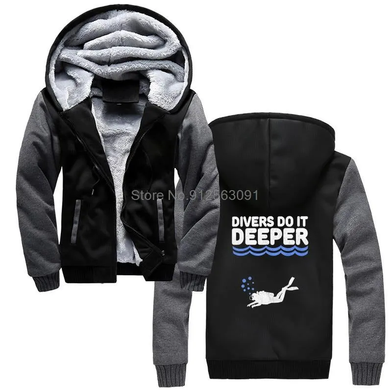 Scuba diving Hoodie Men | Coated Fleece Divers Do it Deeper