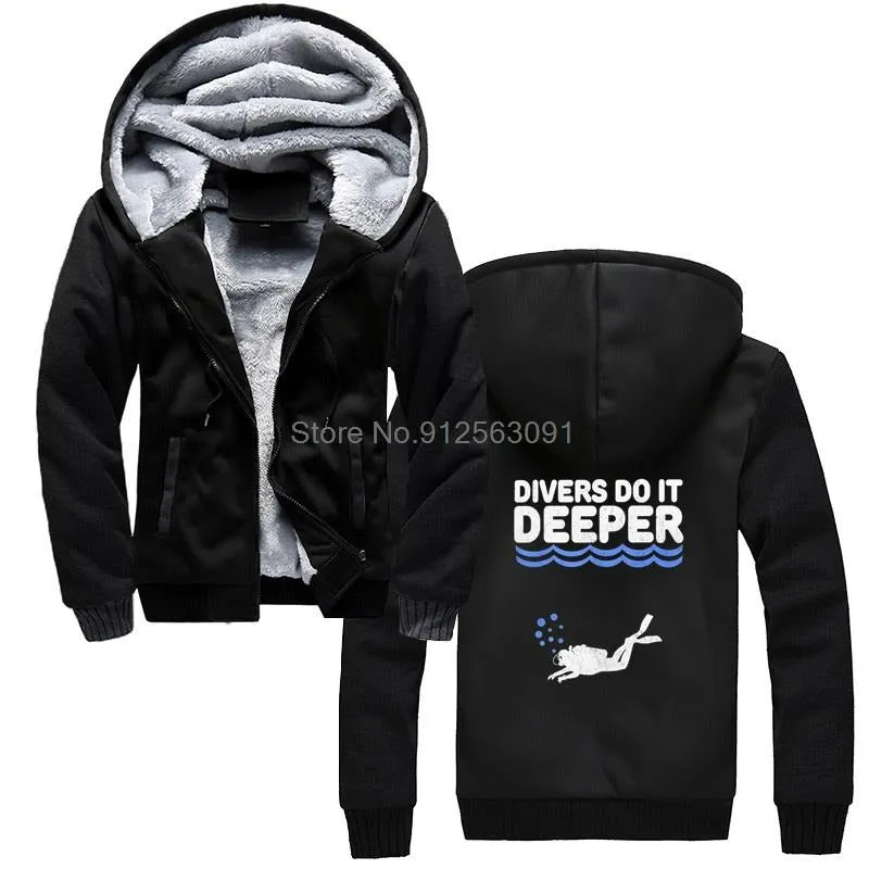 Scuba diving Hoodie Men | Coated Fleece Divers Do it Deeper