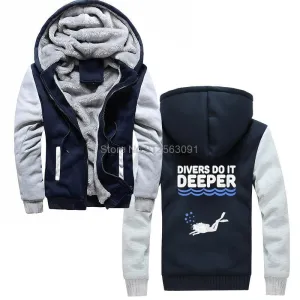 Scuba diving Hoodie Men | Coated Fleece Divers Do it Deeper