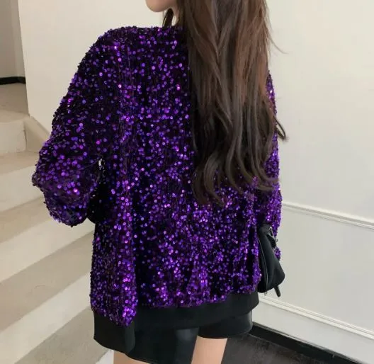 Sequin Oversize Bomber Jacket