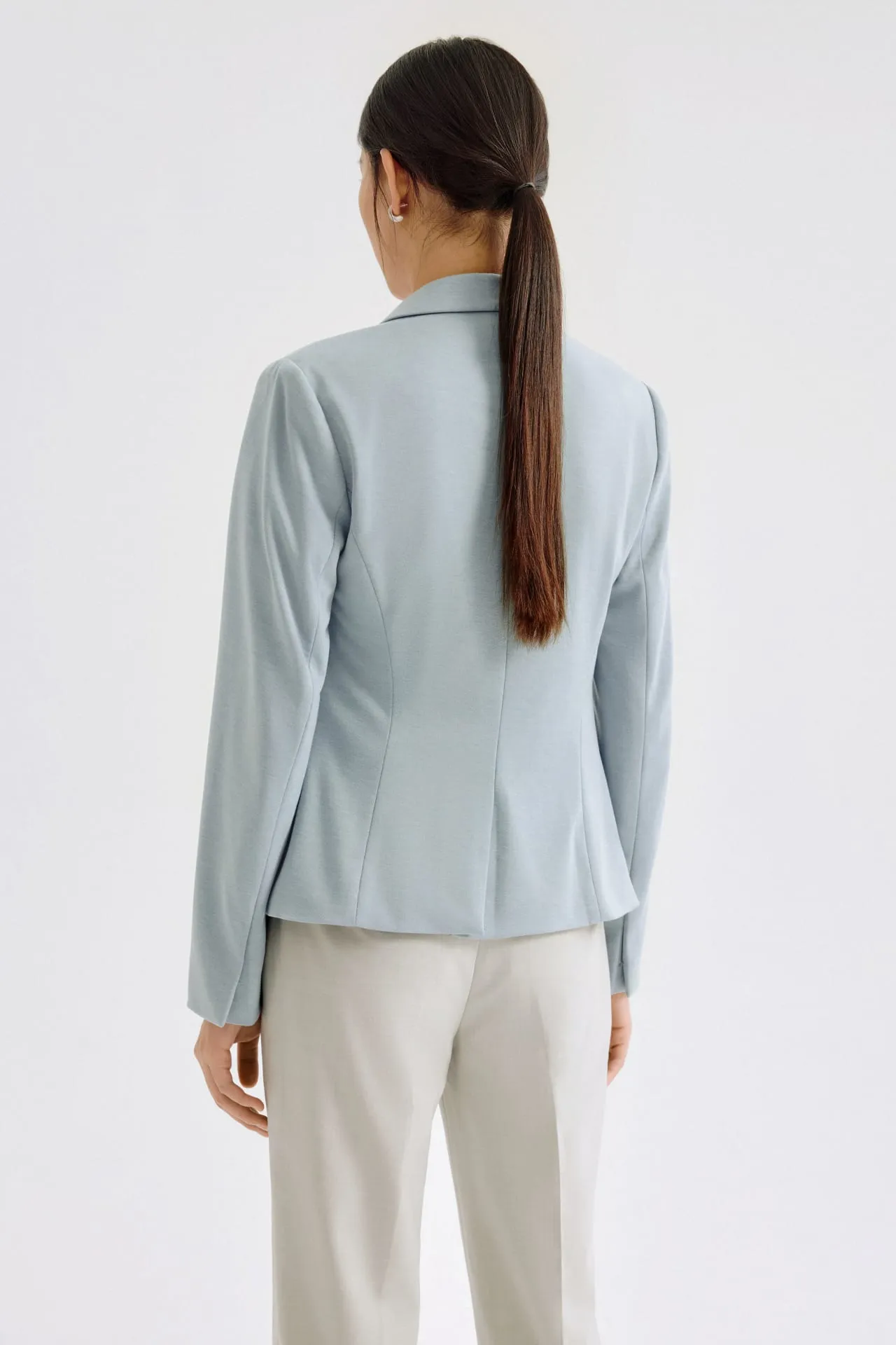 Sia Soft Touch Stretchable Compact Ponte Double Breasted Blazer