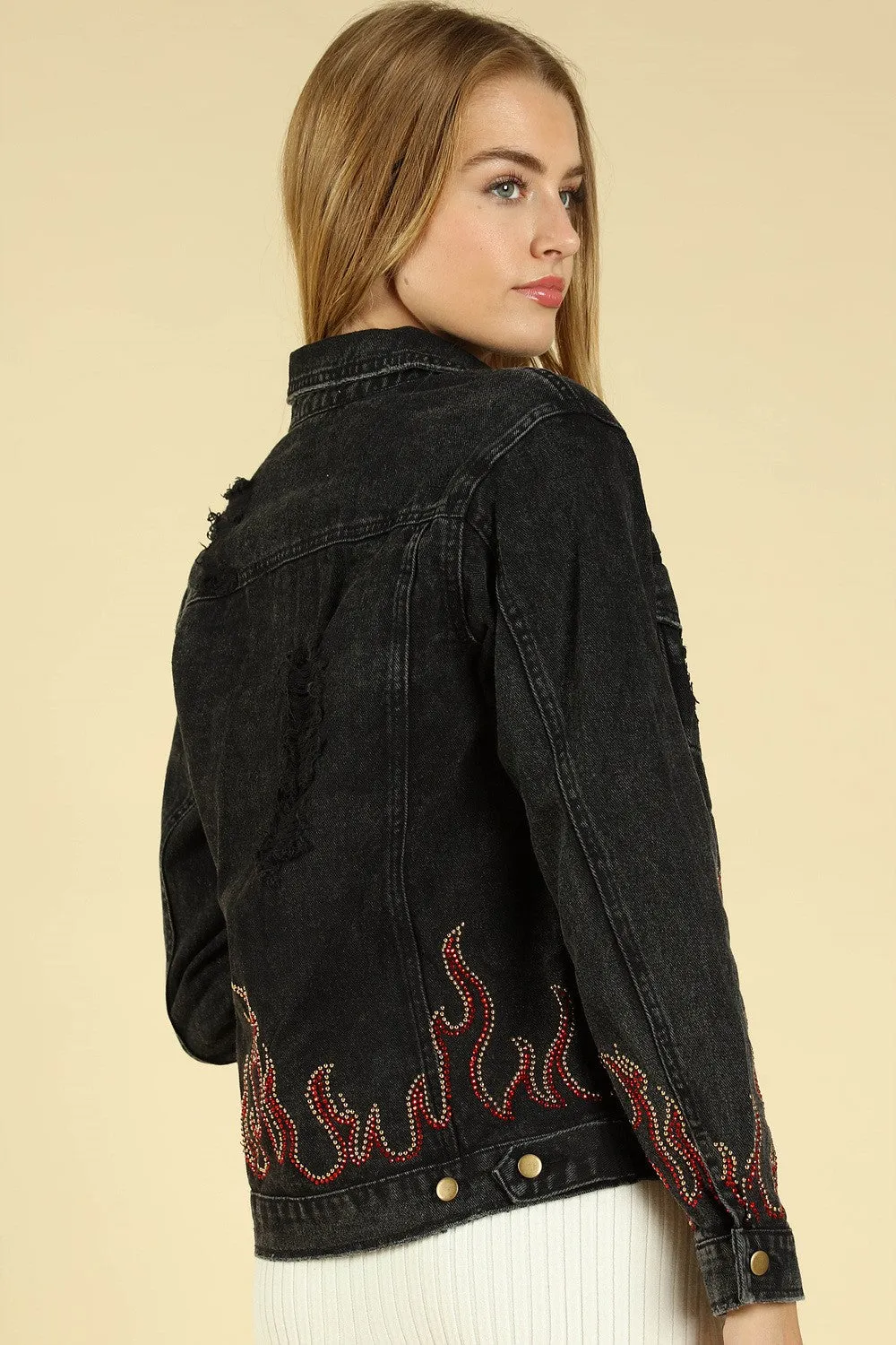 Some Like it Hot Distressed Denim Jacket, Vintage Black