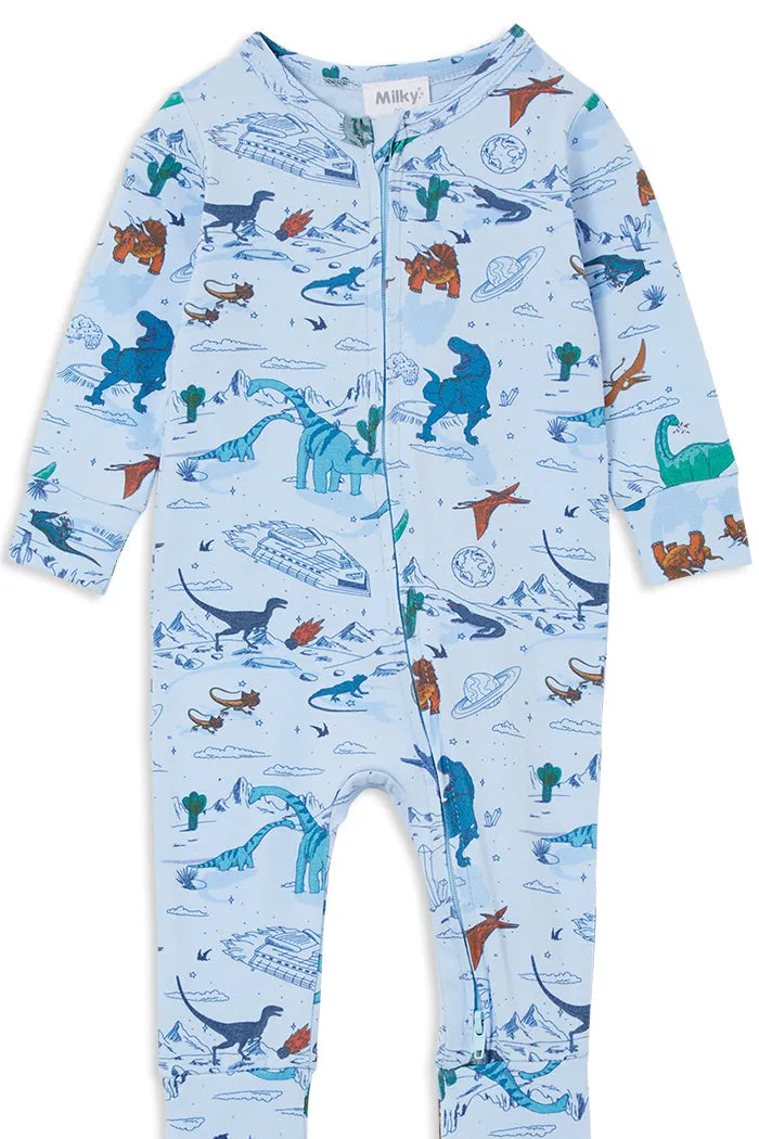 SPACE DINO ZIP ROMPER