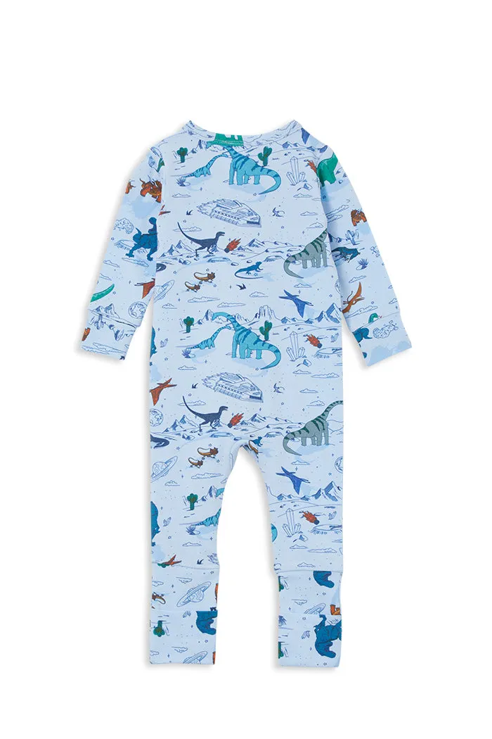 SPACE DINO ZIP ROMPER