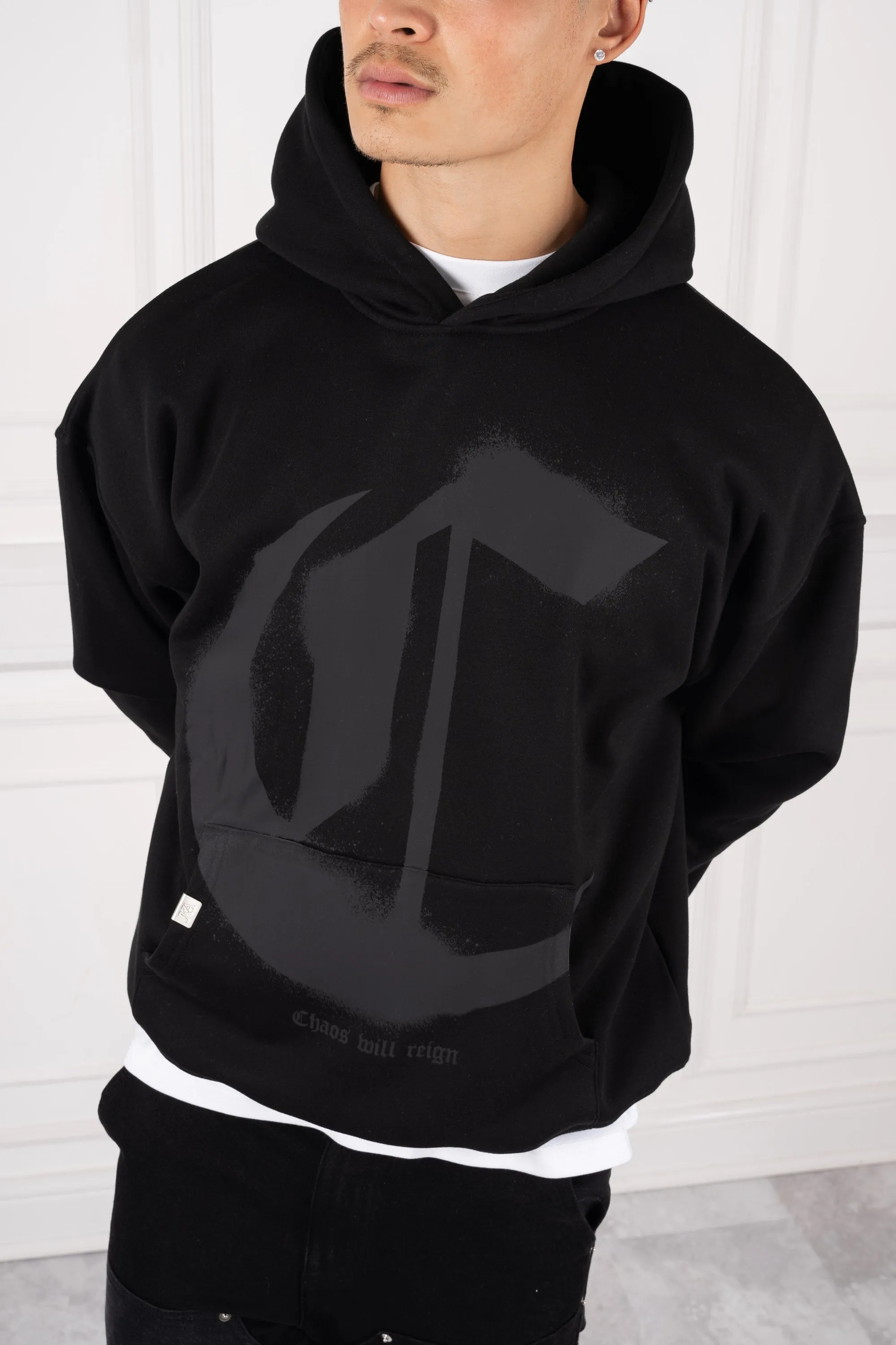 Spray - Chaos Will Reign Oversized Hoodie - Black