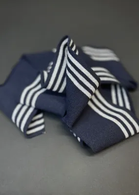 Striped Cotton Rib - Navy   Silver