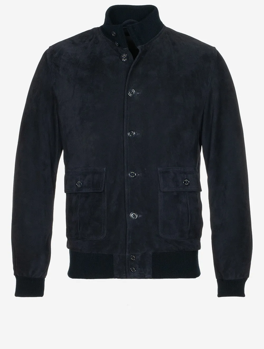 Suede Bomber Jacket Dark Blue Navy