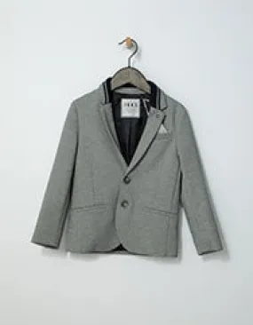 Sunset Navy Textured Blazer With Collar Detail