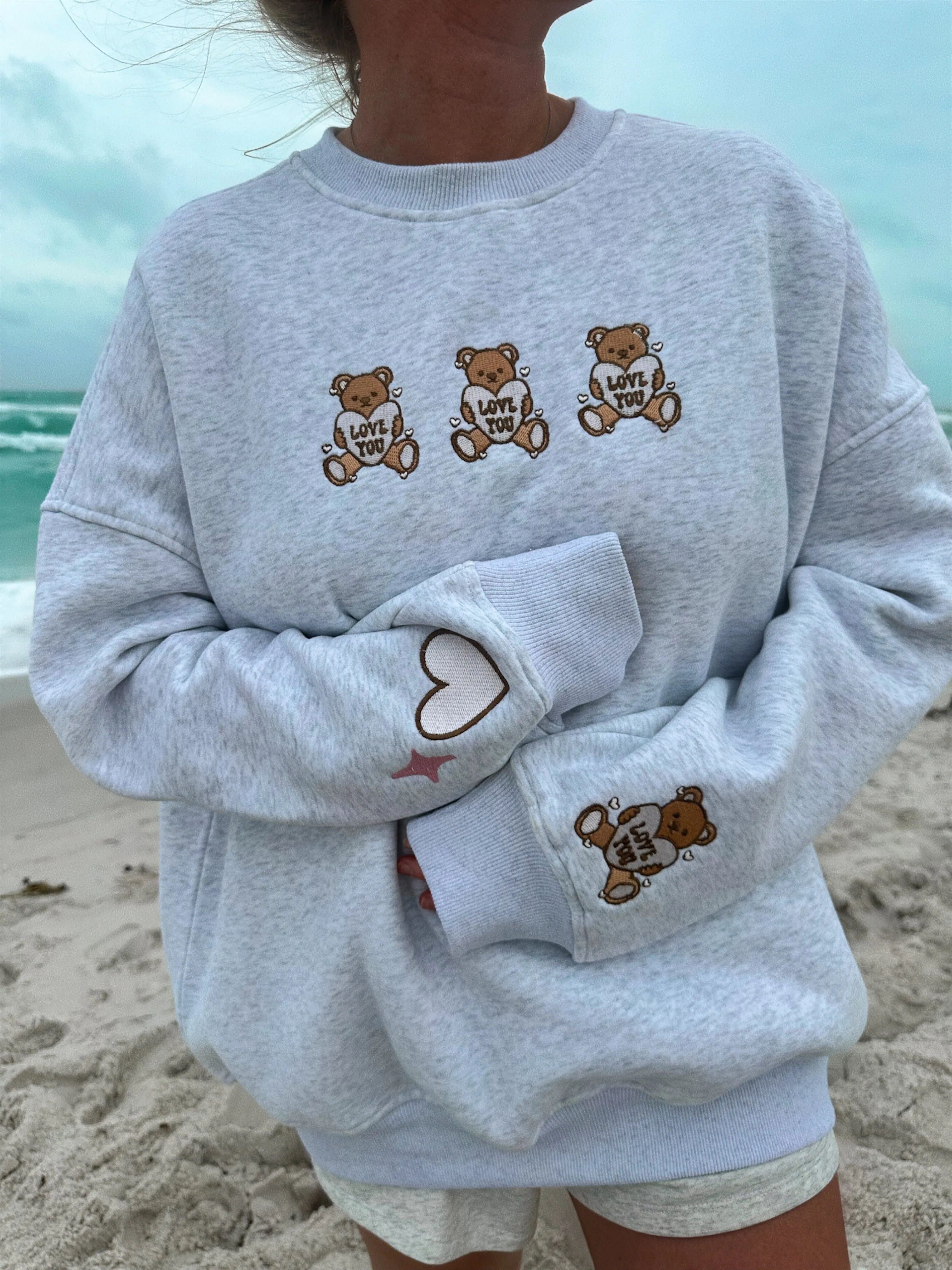 Teddy Bear Embroider Sweatshirt