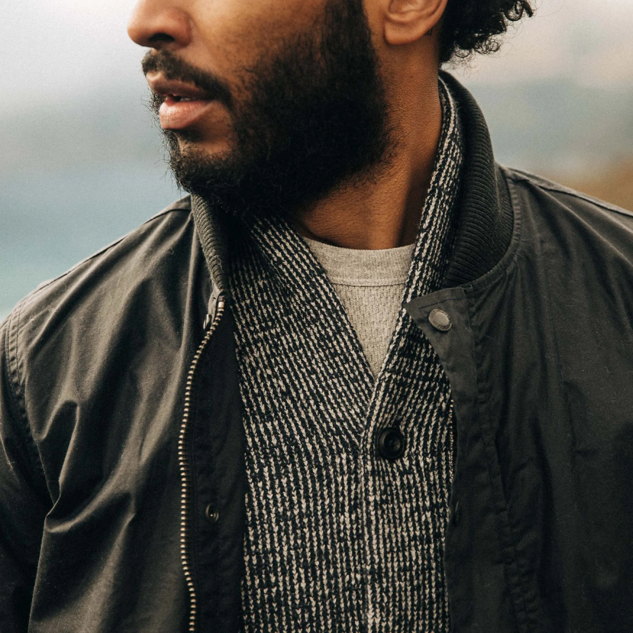 The Bomber Jacket in Waxed Navy