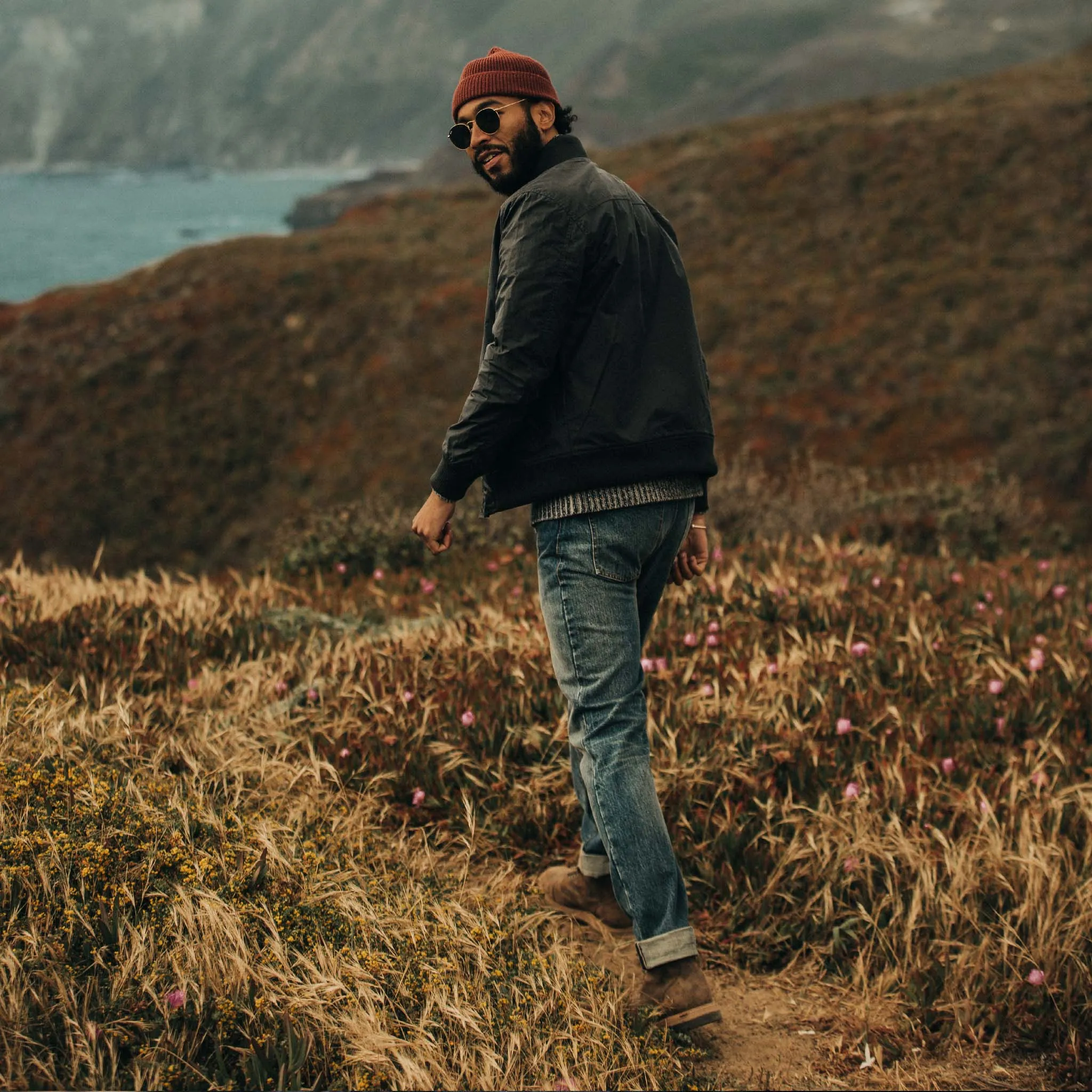 The Bomber Jacket in Waxed Navy