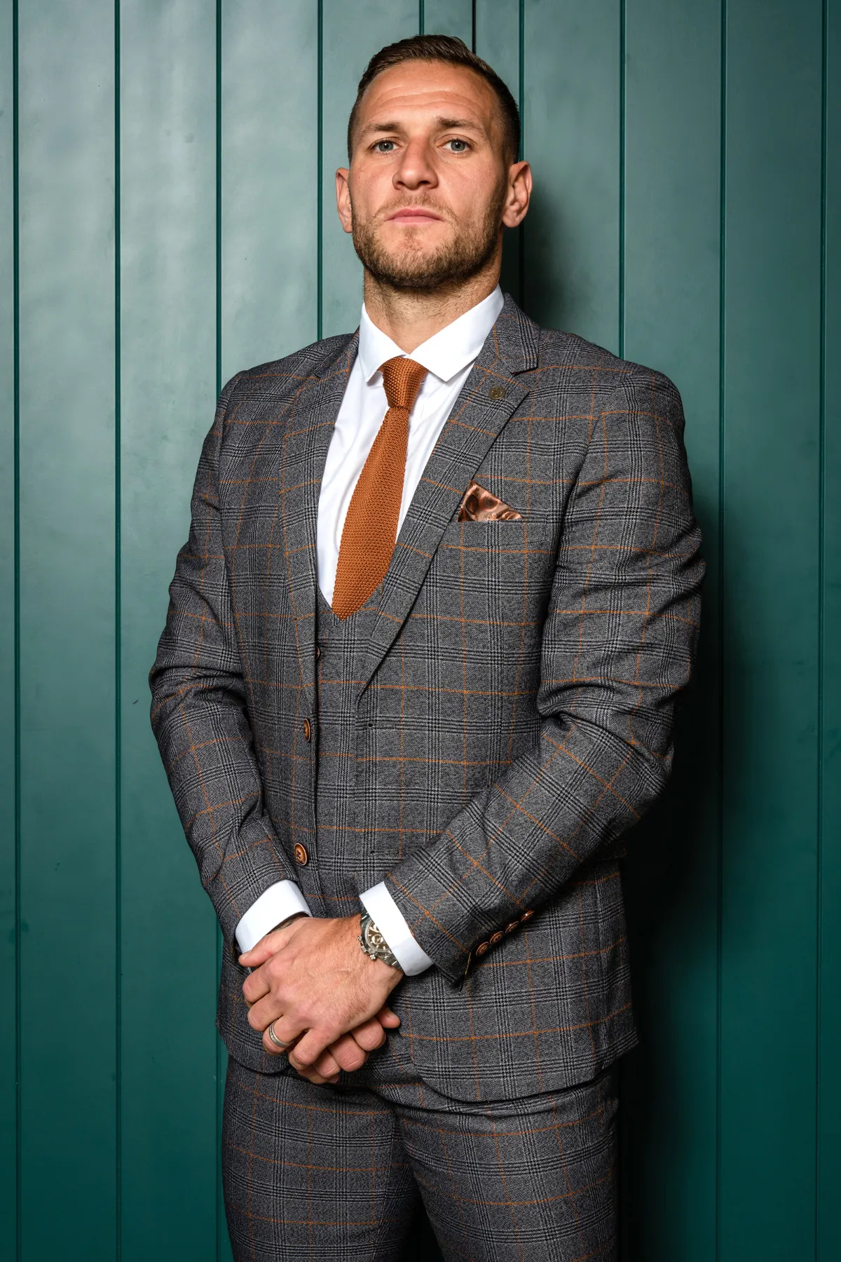 The Sheffield Utd Collection - Billy Sharp in Jenson Grey Check Suit