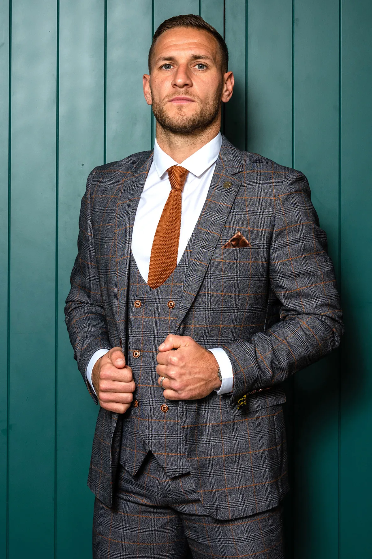 The Sheffield Utd Collection - Billy Sharp in Jenson Grey Check Suit