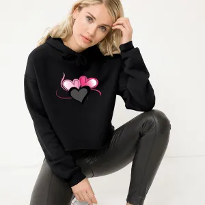 Three Heart Cord Women's Cropped Fleece Hoodie - Ships from The US