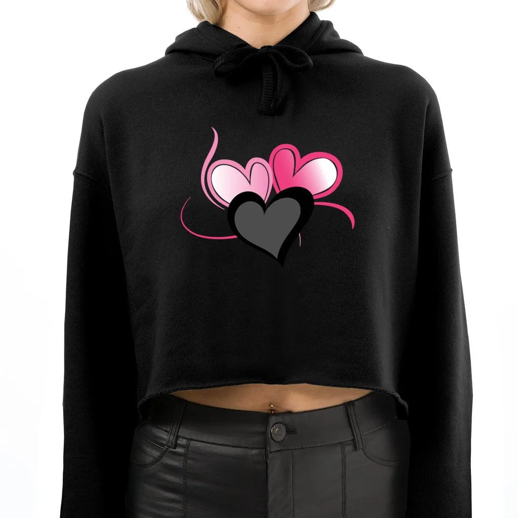 Three Heart Cord Women's Cropped Fleece Hoodie - Ships from The US