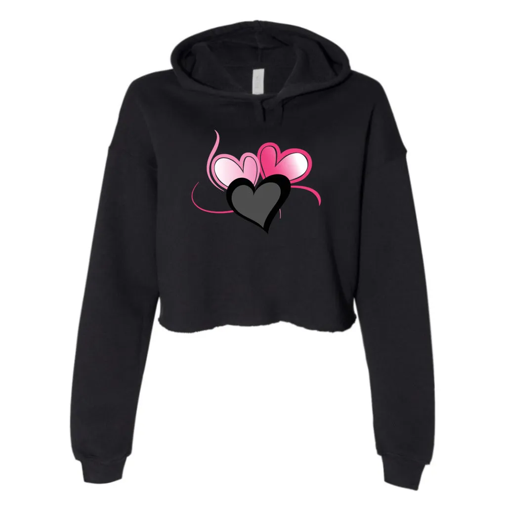 Three Heart Cord Women's Cropped Fleece Hoodie - Ships from The US