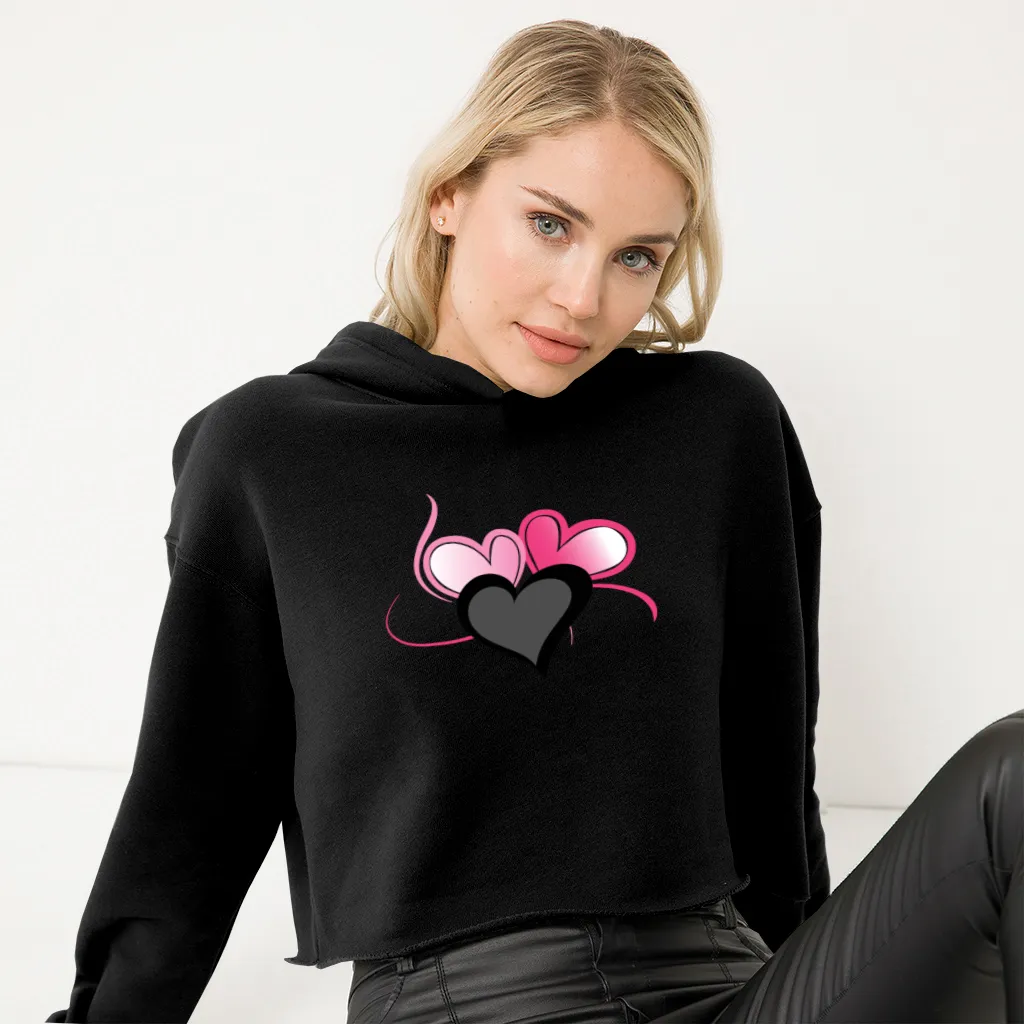 Three Heart Cord Women's Cropped Fleece Hoodie - Ships from The US