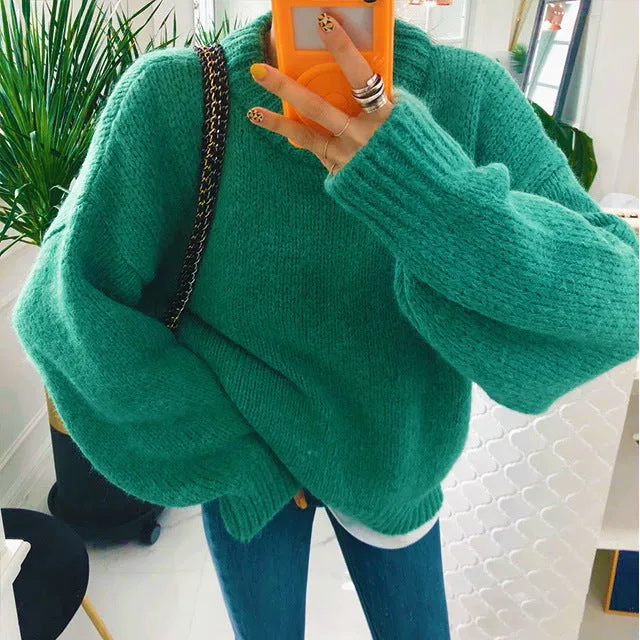 Toleet 2000s fashion Trendy Comfy Designer Oversize Knitted Crewneck Jumper Sweater