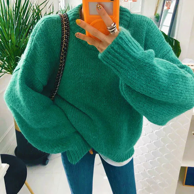 Toleet 2000s fashion Trendy Comfy Designer Oversize Knitted Crewneck Jumper Sweater