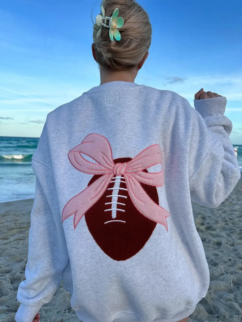 Trendy Game Day Embroider Patch Sweatshirt