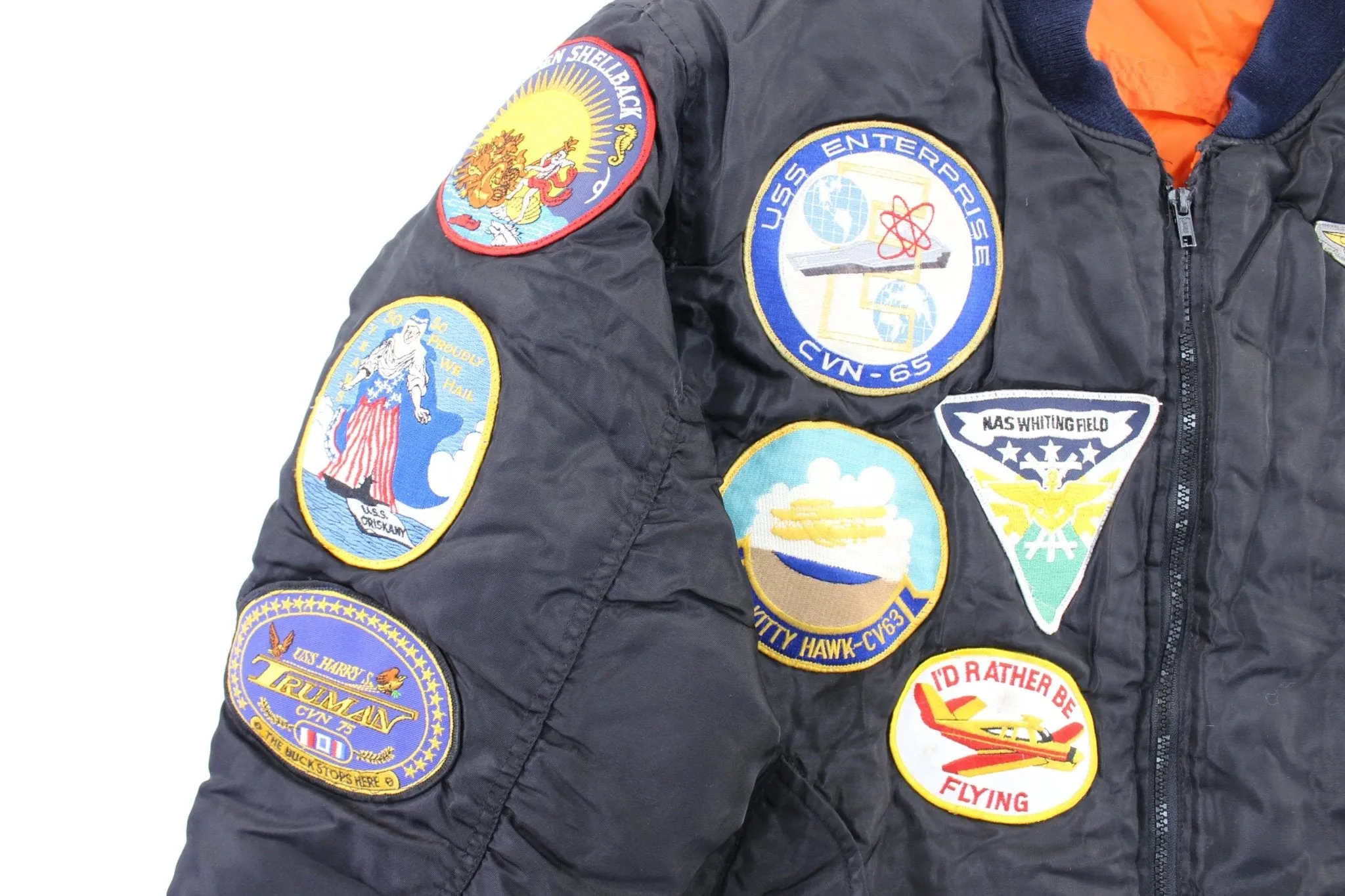 Vintage Military Embroidered Patches Navy Bomber Jacket