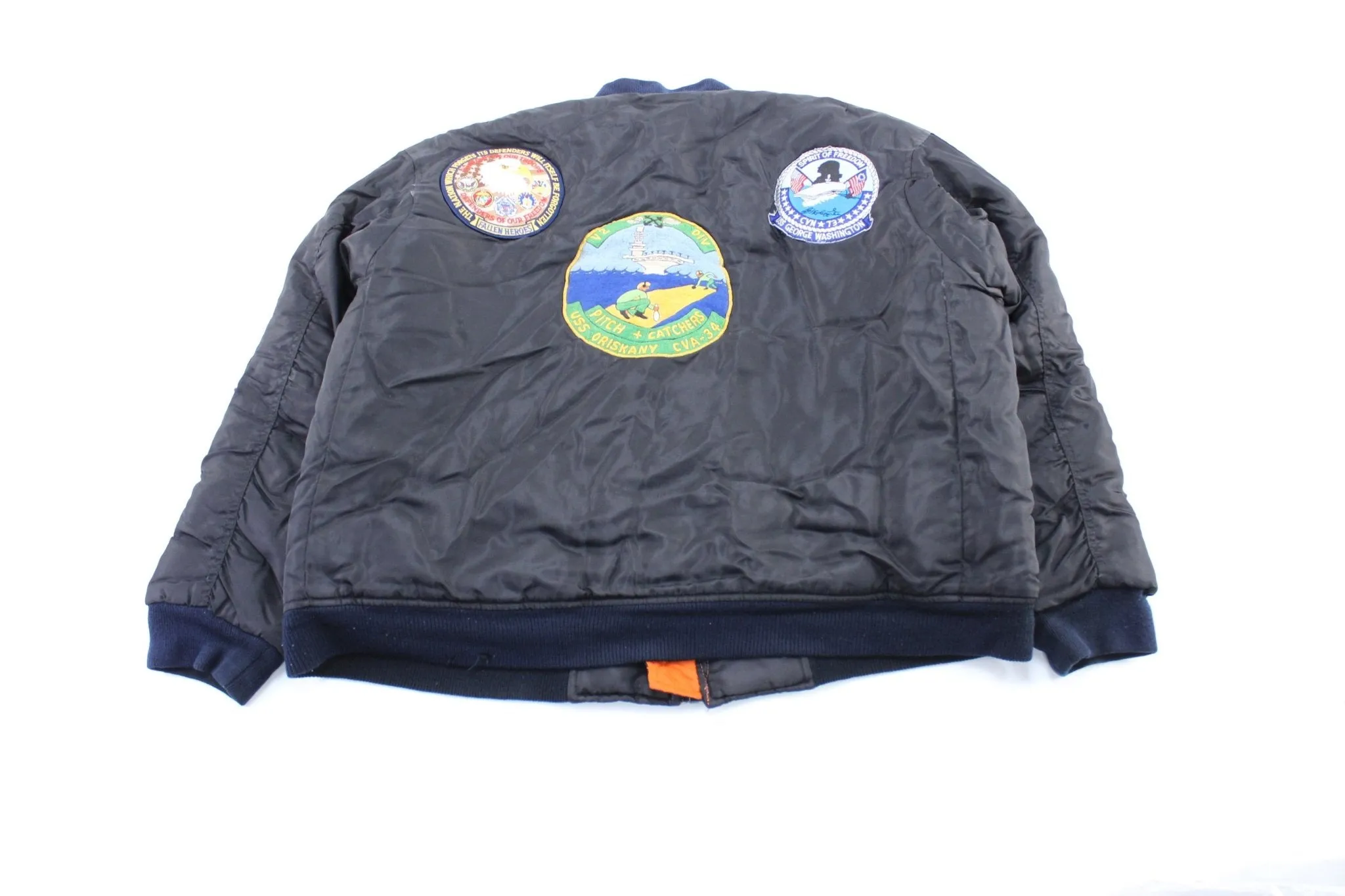 Vintage Military Embroidered Patches Navy Bomber Jacket