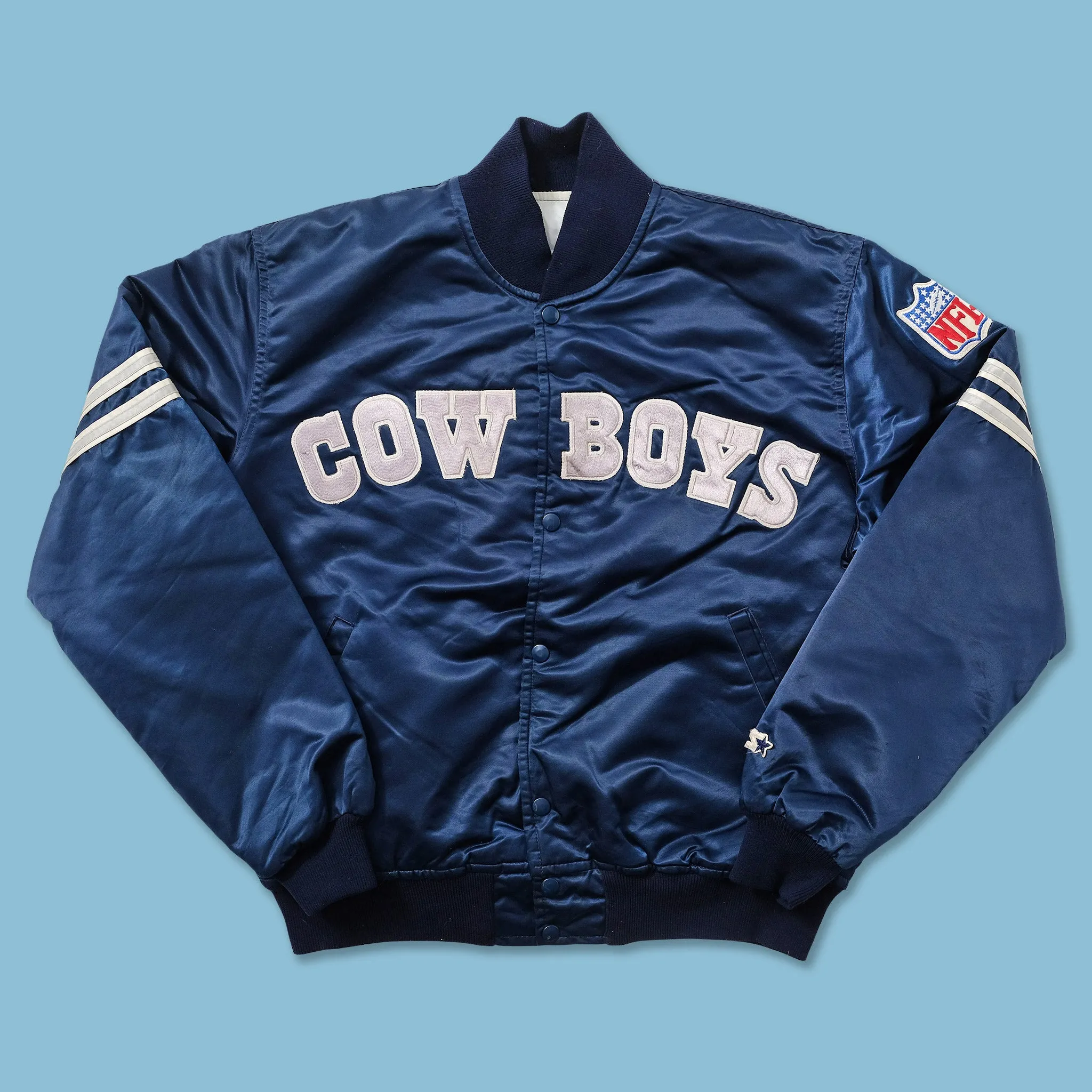 Vintage Starter Dallas Cowboys Satin Bomber Jacket Large