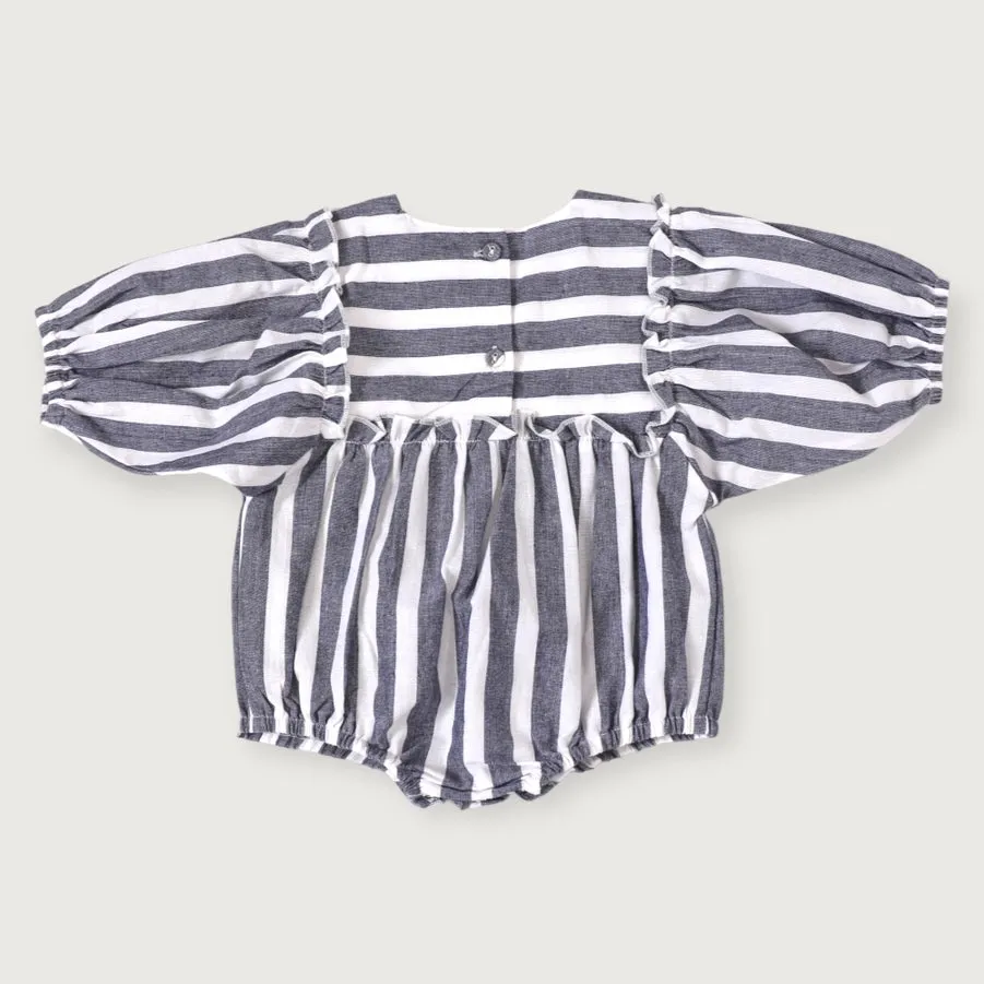 VIV Sasha Blue Stripe Puff Sleeve Bubble