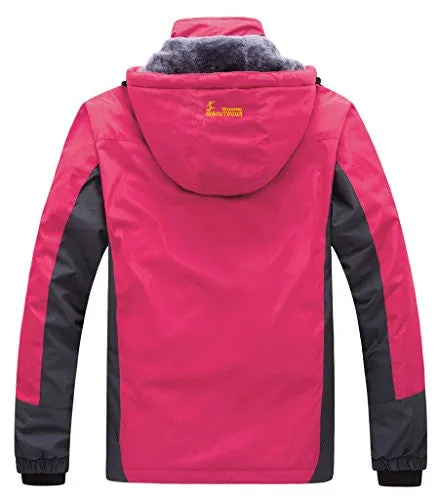 Wantdo Women's Waterproof Mountain Jacket Fleece Ski Jacket US S  Rose Red Small