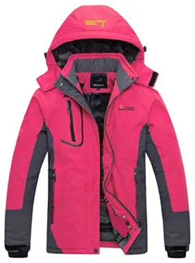 Wantdo Women's Waterproof Mountain Jacket Fleece Ski Jacket US S  Rose Red Small