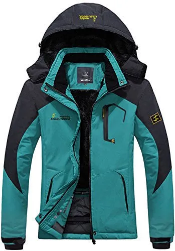 Wantdo Women's Waterproof Mountain Jacket Fleece Windproof Ski Jacket US XL  Moonblue X-Large