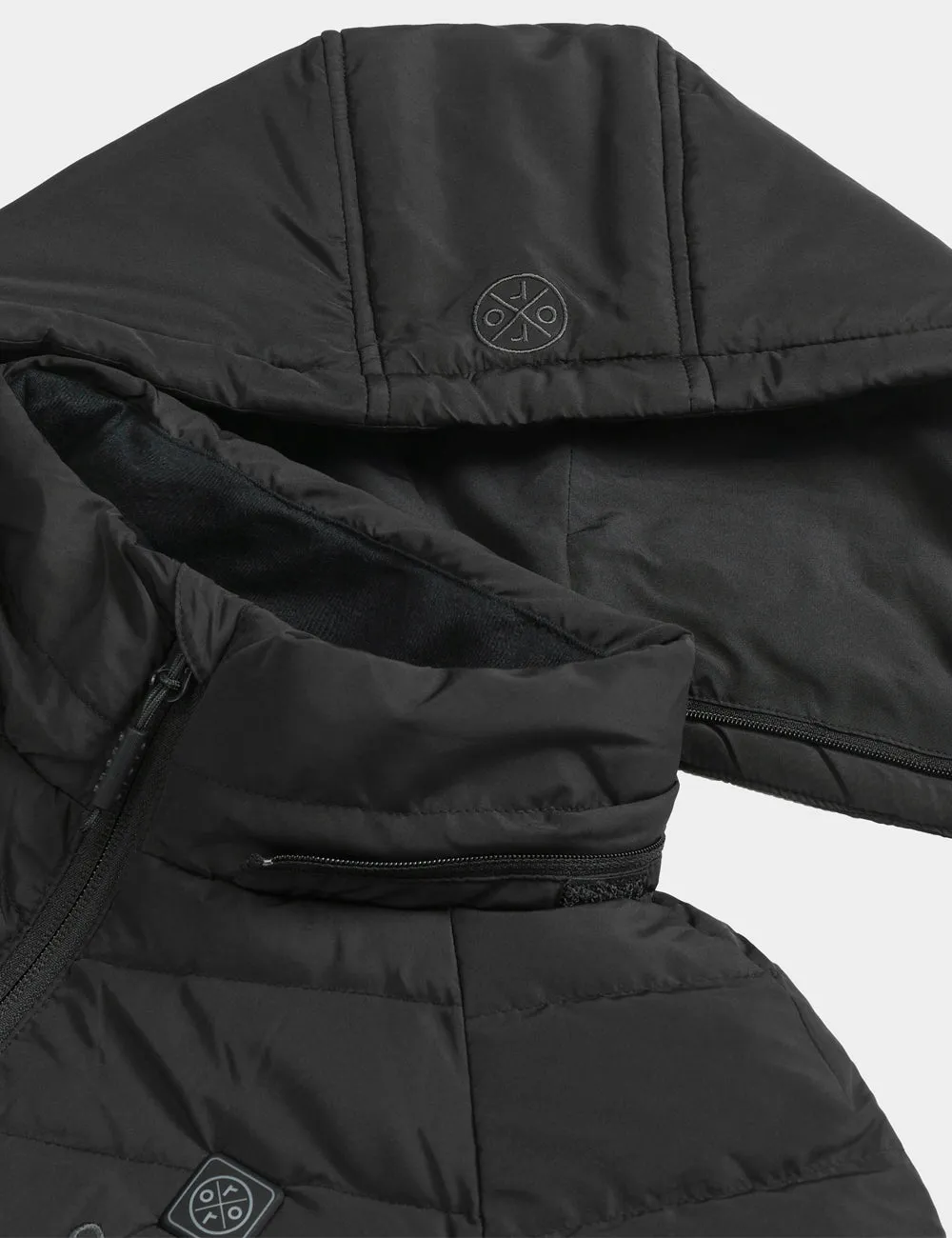 Women's Heated Down Jacket - Black/White