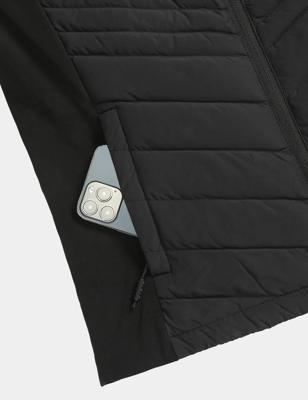 Women's Heated Down Jacket - Black/White