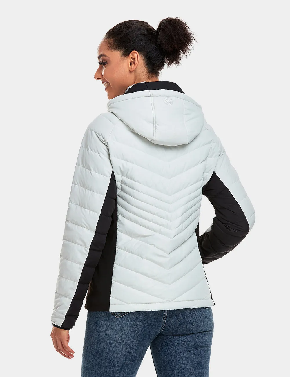 Women's Heated Down Jacket - Black/White