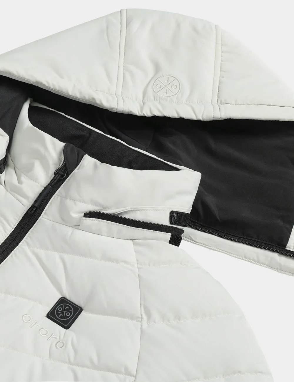 Women's Heated Down Jacket - Black/White