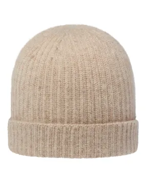 Women's Plated Ribbed Cashmere Hat Toasted Sesame Brown