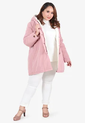 Wynter Warm Lined Winter Puffy Hoodie Jacket - Soft Pink