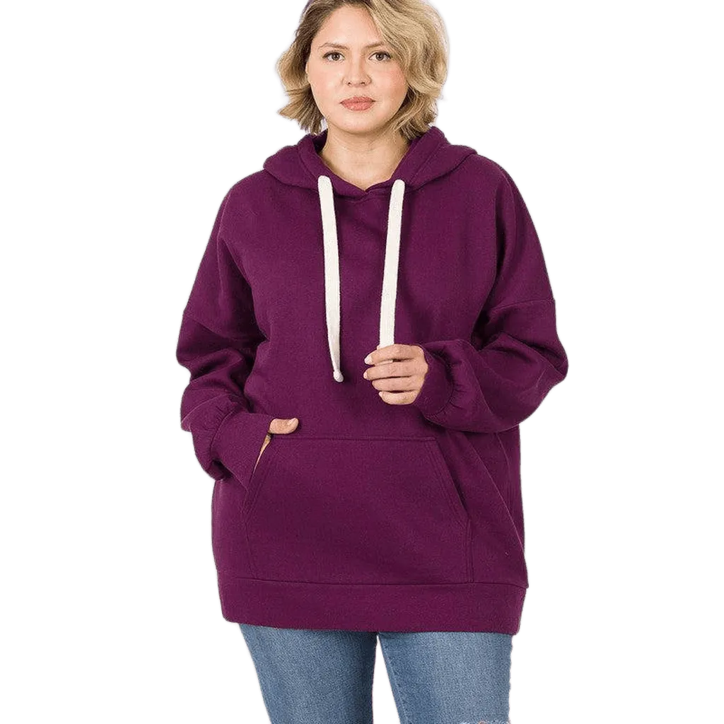 Zenana Plus Loose Fit Pullover Hoodie