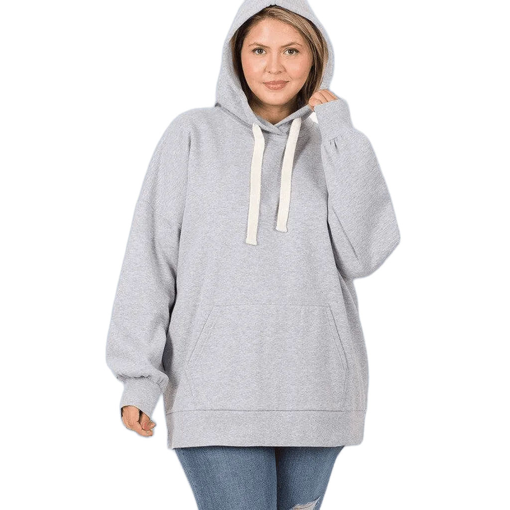 Zenana Plus Loose Fit Pullover Hoodie