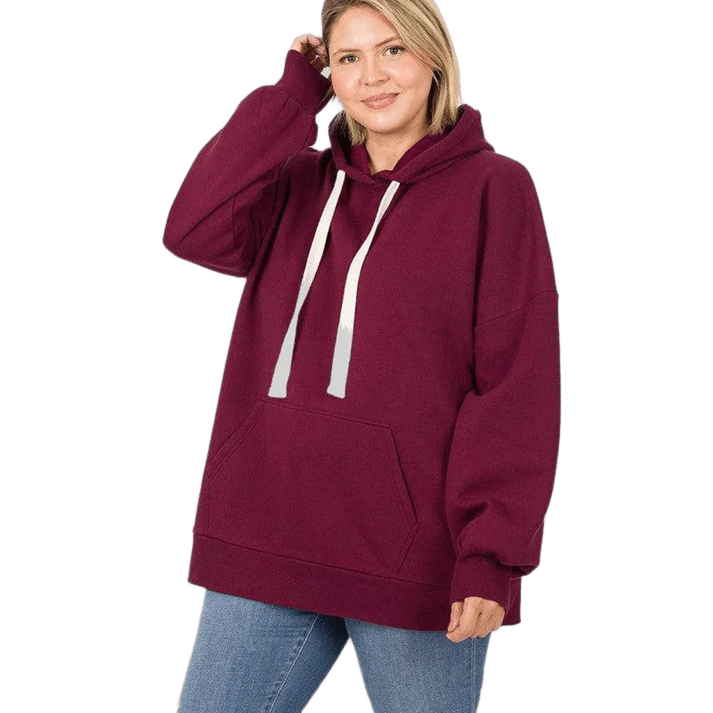 Zenana Plus Loose Fit Pullover Hoodie